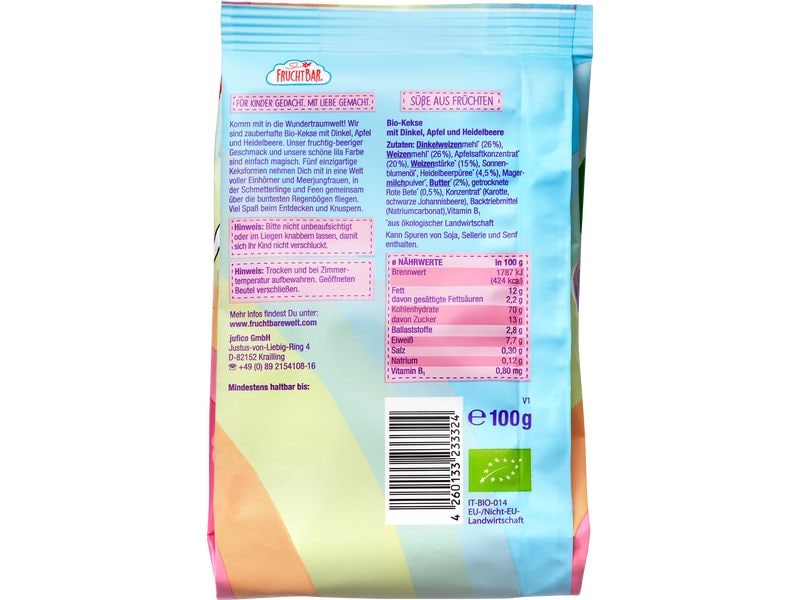Fruchtbar Kekse Bio-Wundertraum Dinkel, Apfel und Heidelbee Bio-Babykekse mit Dinkel, Apfel und Heidelbeere