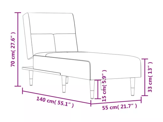Chaise longue gris clair velours