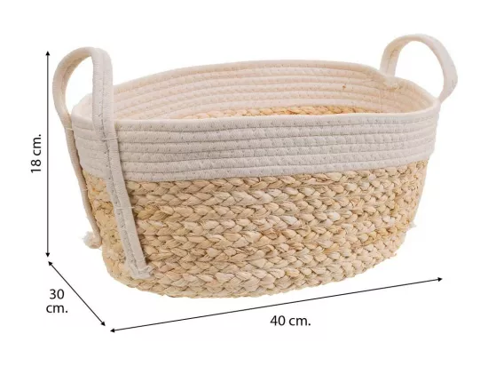 Panier blanc en corde tressée 40x30x18h