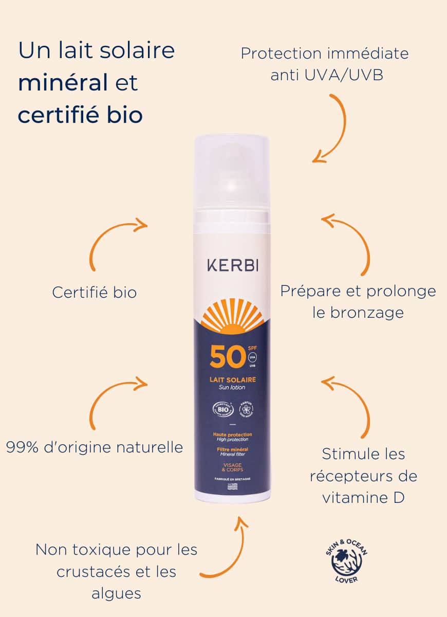 KERBI / crèmes solaires Lait solaire bio SPF50 – 100g