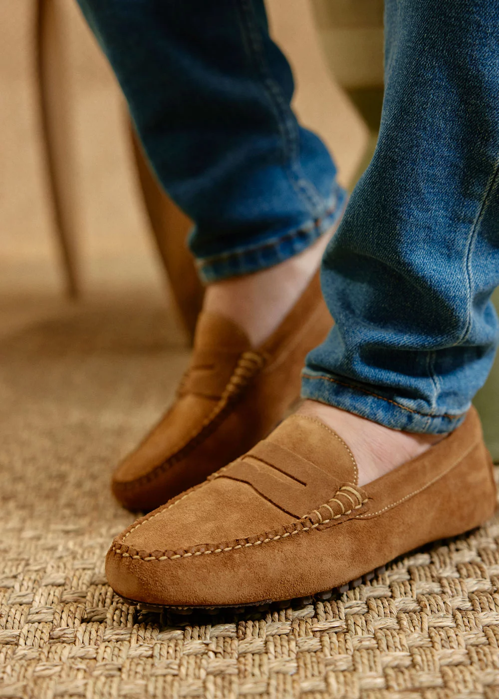 MOCASSIN BUCK DRIVER VELOURS MARRON