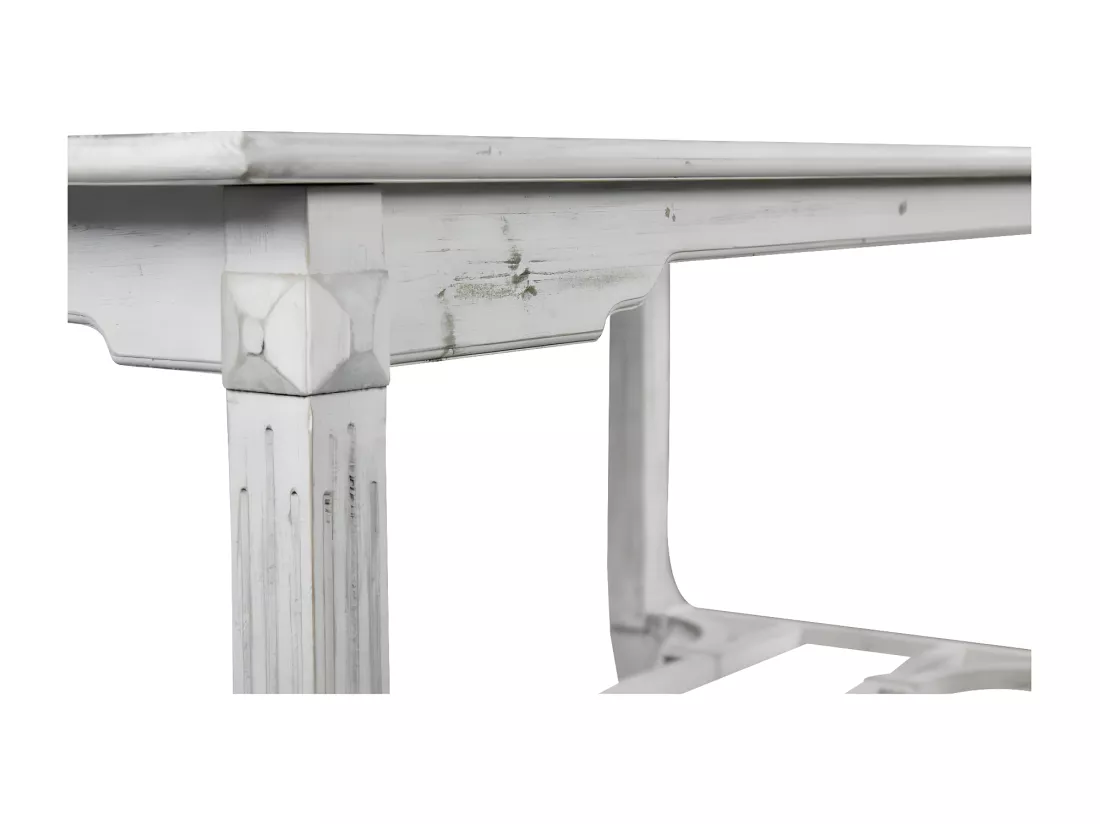 Table à Manger Bois Cerusé Blanc 180x90.5x81.5cm - Décoration d'Autrefois