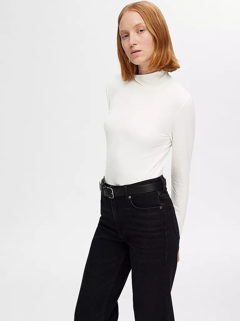 SELECTED FEMME Langarmshirt SLFMANJA weiss