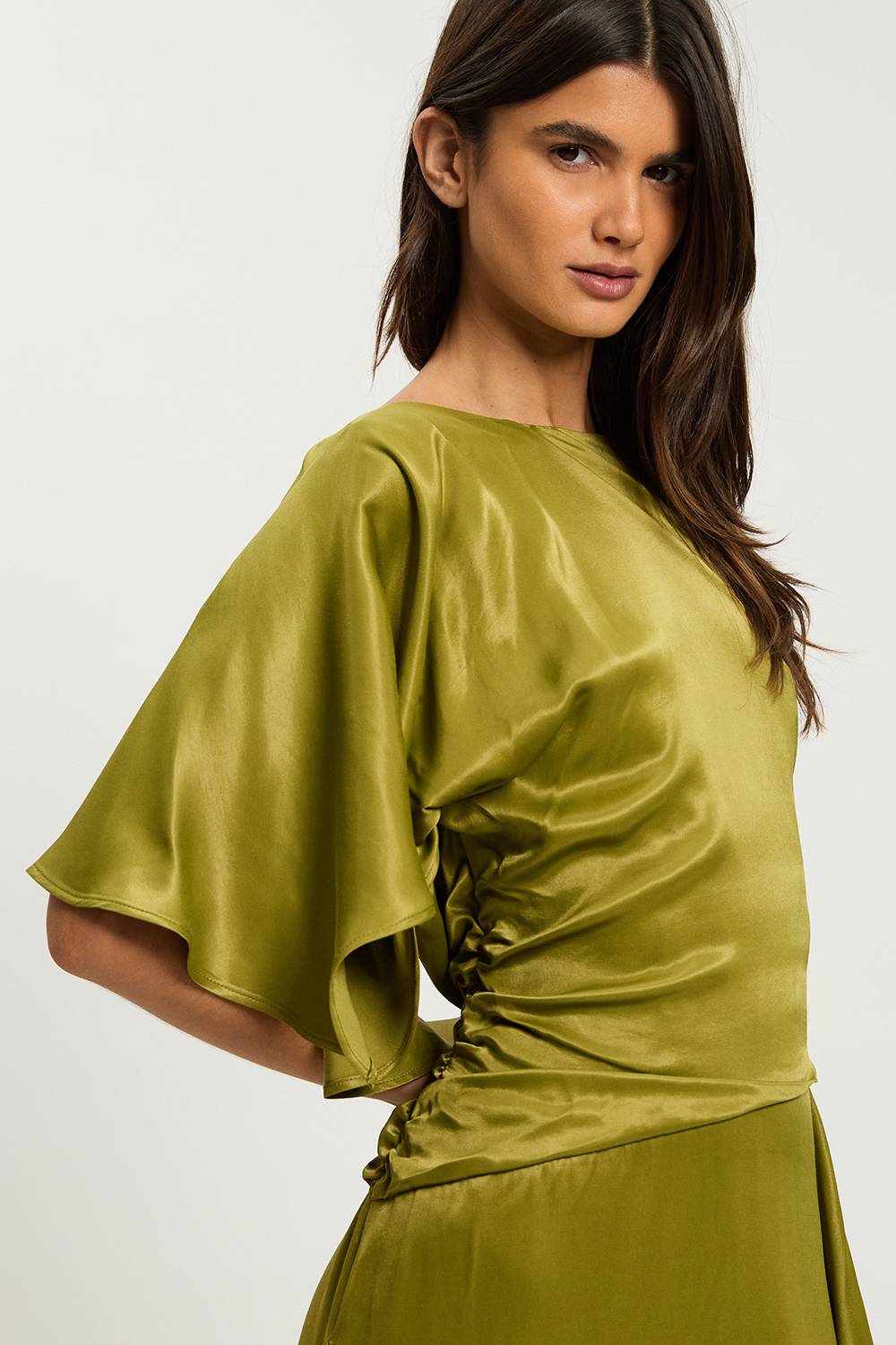 KarenMillen Robe Midi En Satin De Viscose Drapé Petite Taille