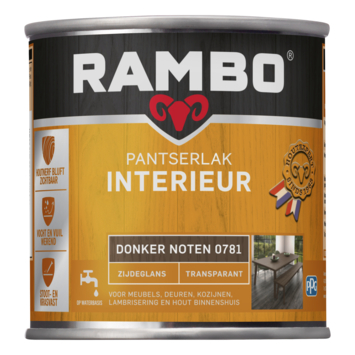 Rambo pantserlak interieur transparant zijdeglans donker noten 250 ml