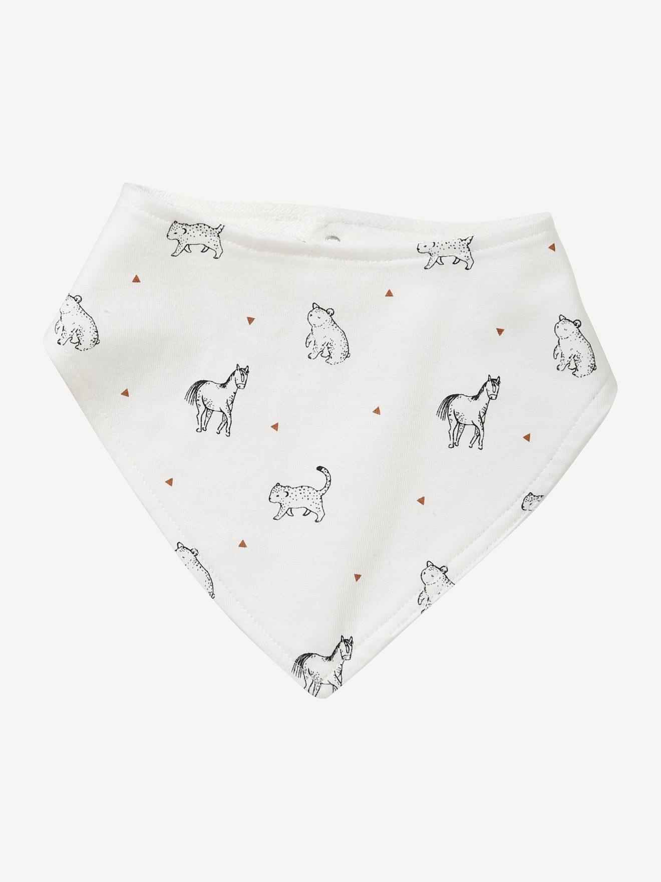 Pacote com 2 babadores bandana tamanho pequeno, modelo Nomad, cor marrom claro lisa.