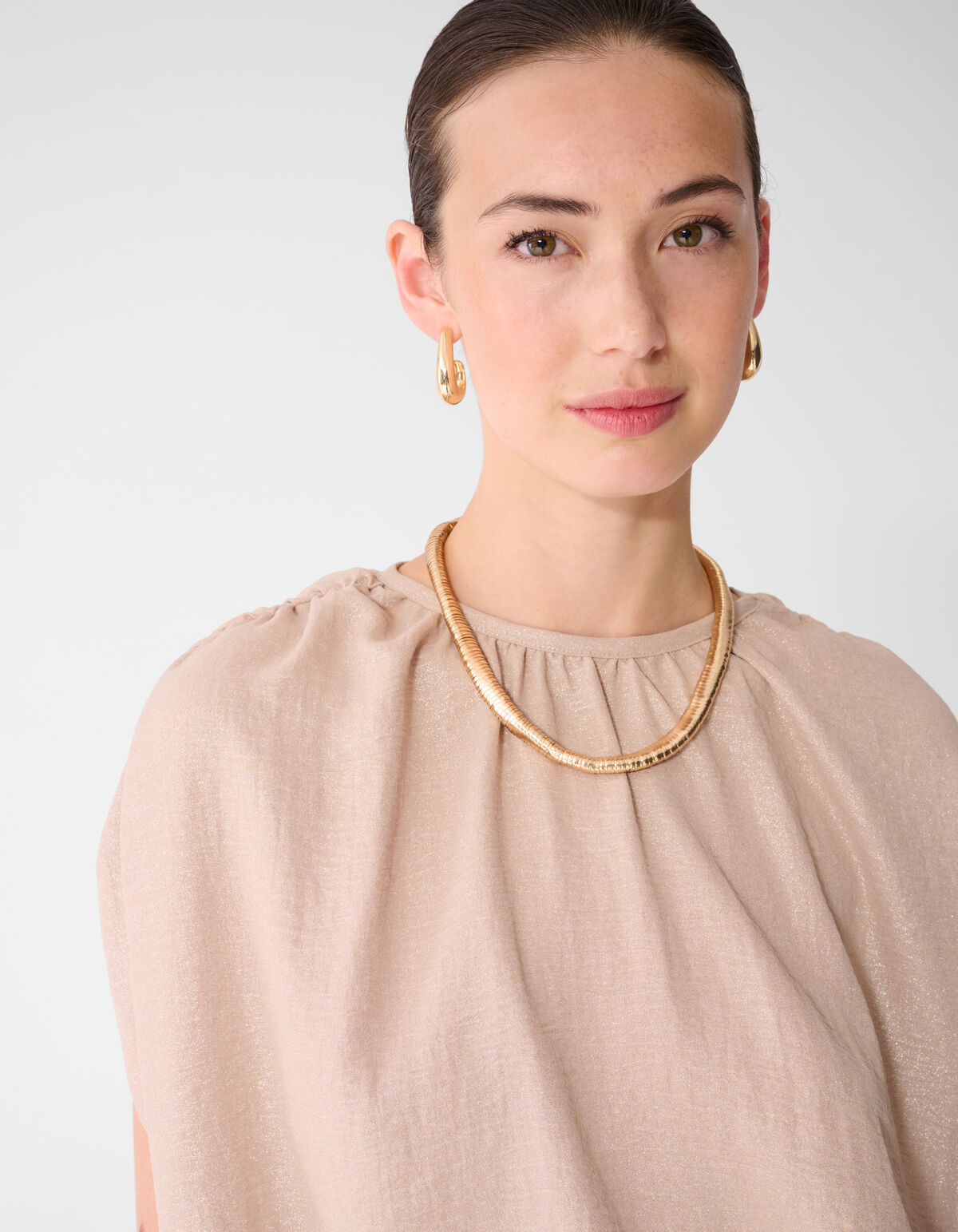 Glitter Cropped Twist Top Zand