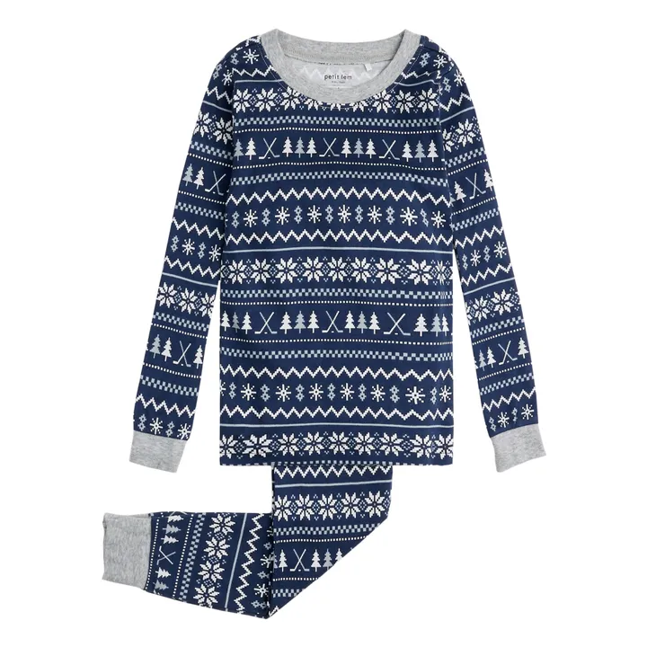 Petit Lem Pyjama Coton Bio Fairisle Hockey | Bleu marine