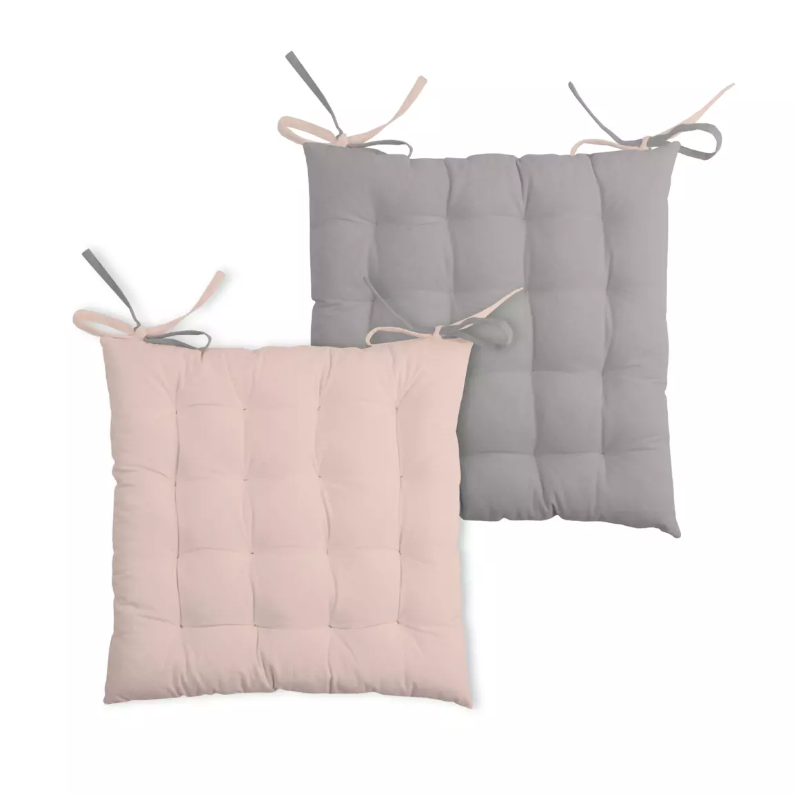 Coussin de chaise carré (40 x 40 cm) Duo Rose poudré