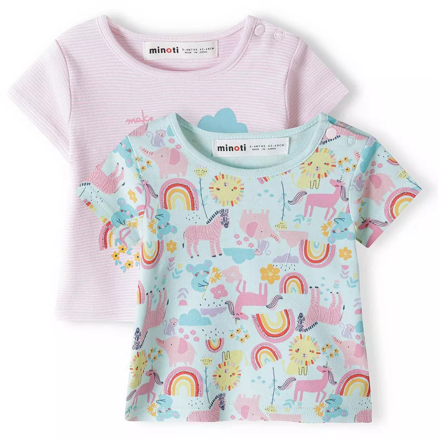 MINOTI 2er-Pack T-Shirts AquamarinHellrosa