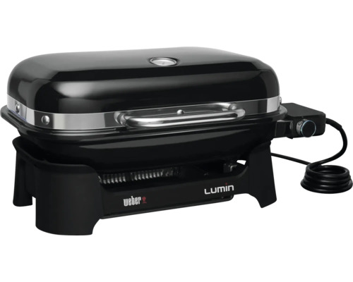 Weber Lumin Compact 2200 W elektrische grill, zwart, inclusief dekselthermometer, vetopvangbak, grillrooster en netsnoer.