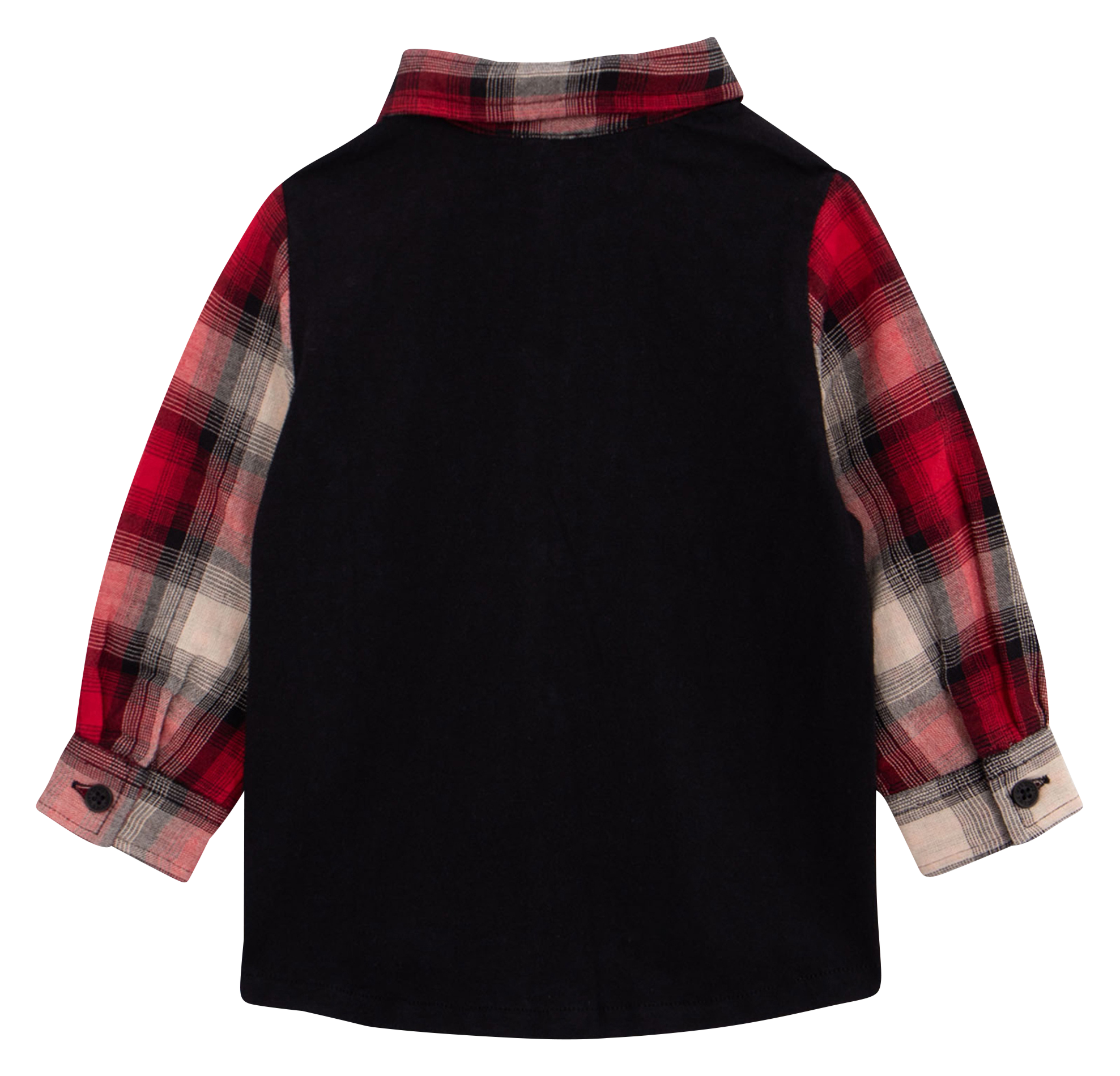 Chemise bi-matière à carreaux | Rouge