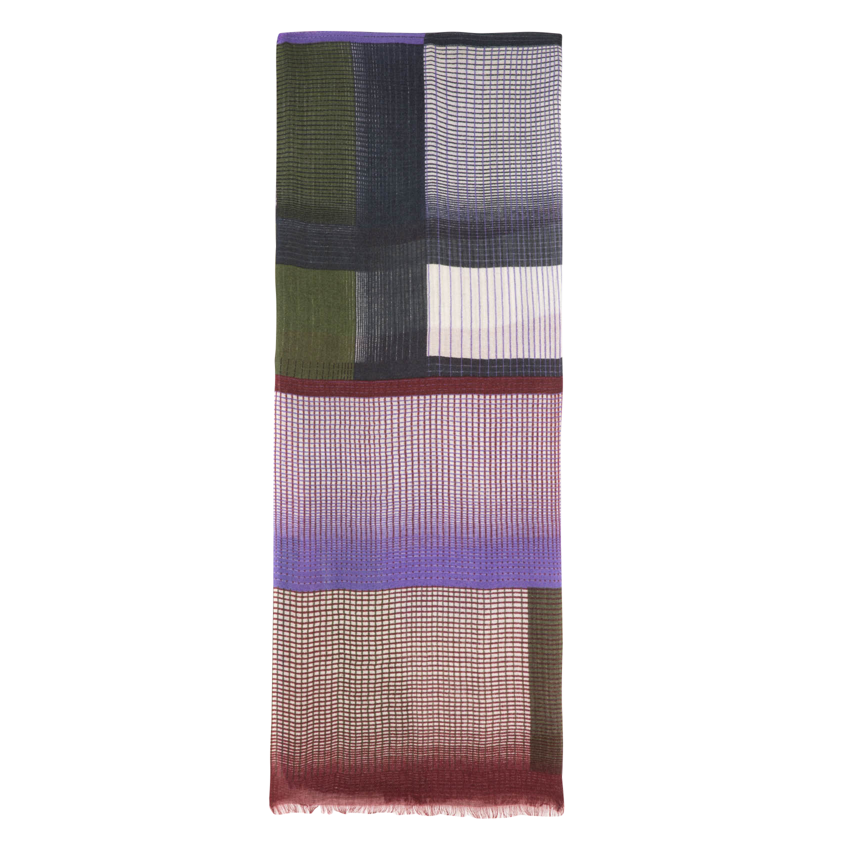 OPTIQUE - Foulard imprimé en laine | Kaki