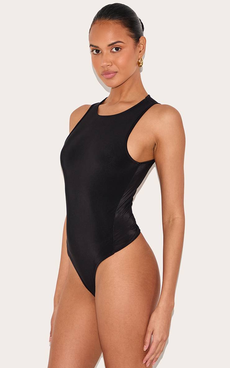 Noir Body Moulant Basique À Encolure Nageur