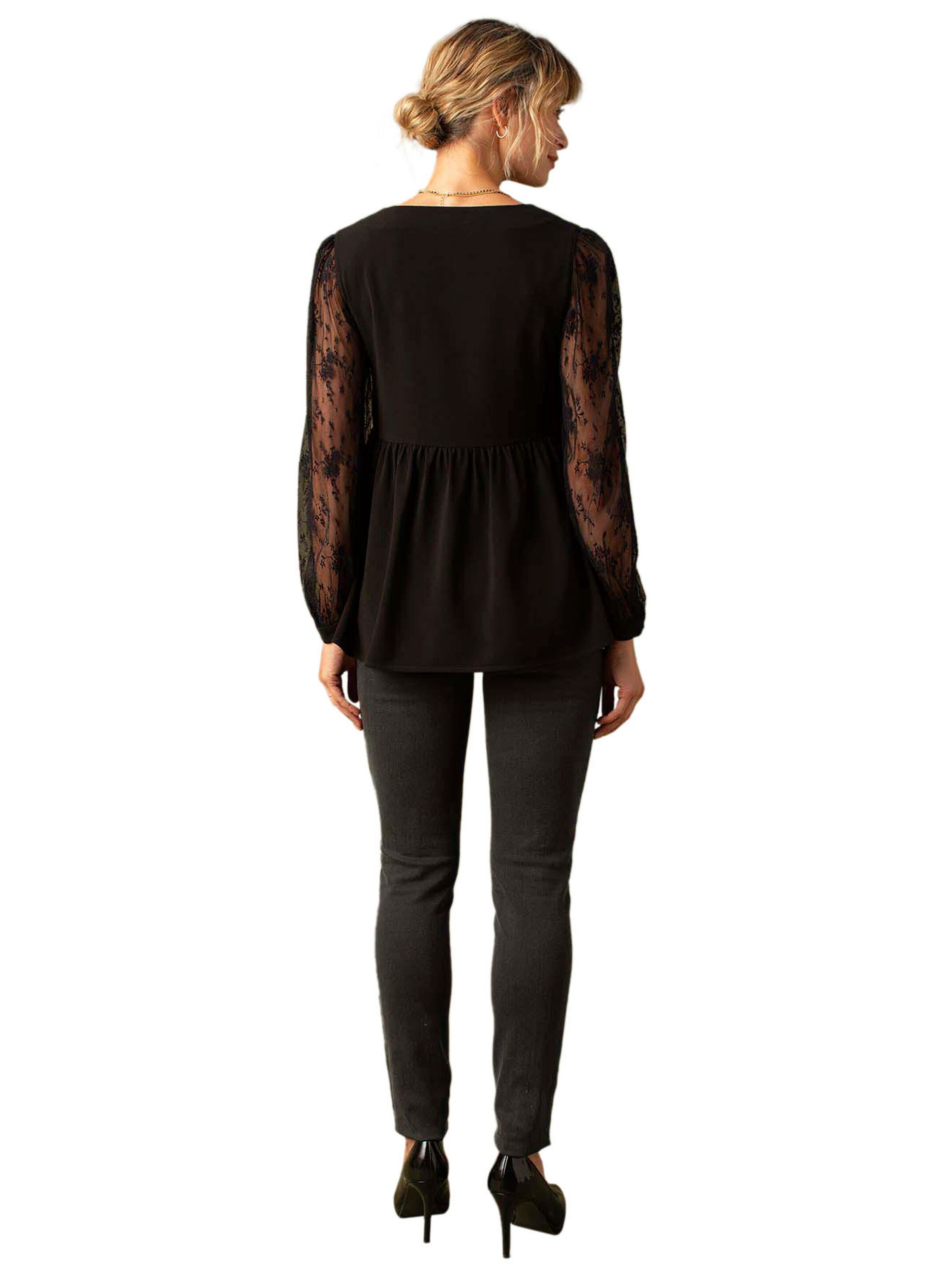 Envie de Fraise Elegante Bluse mit Spitze für Schwangerschaft und Stillzeit schwarz