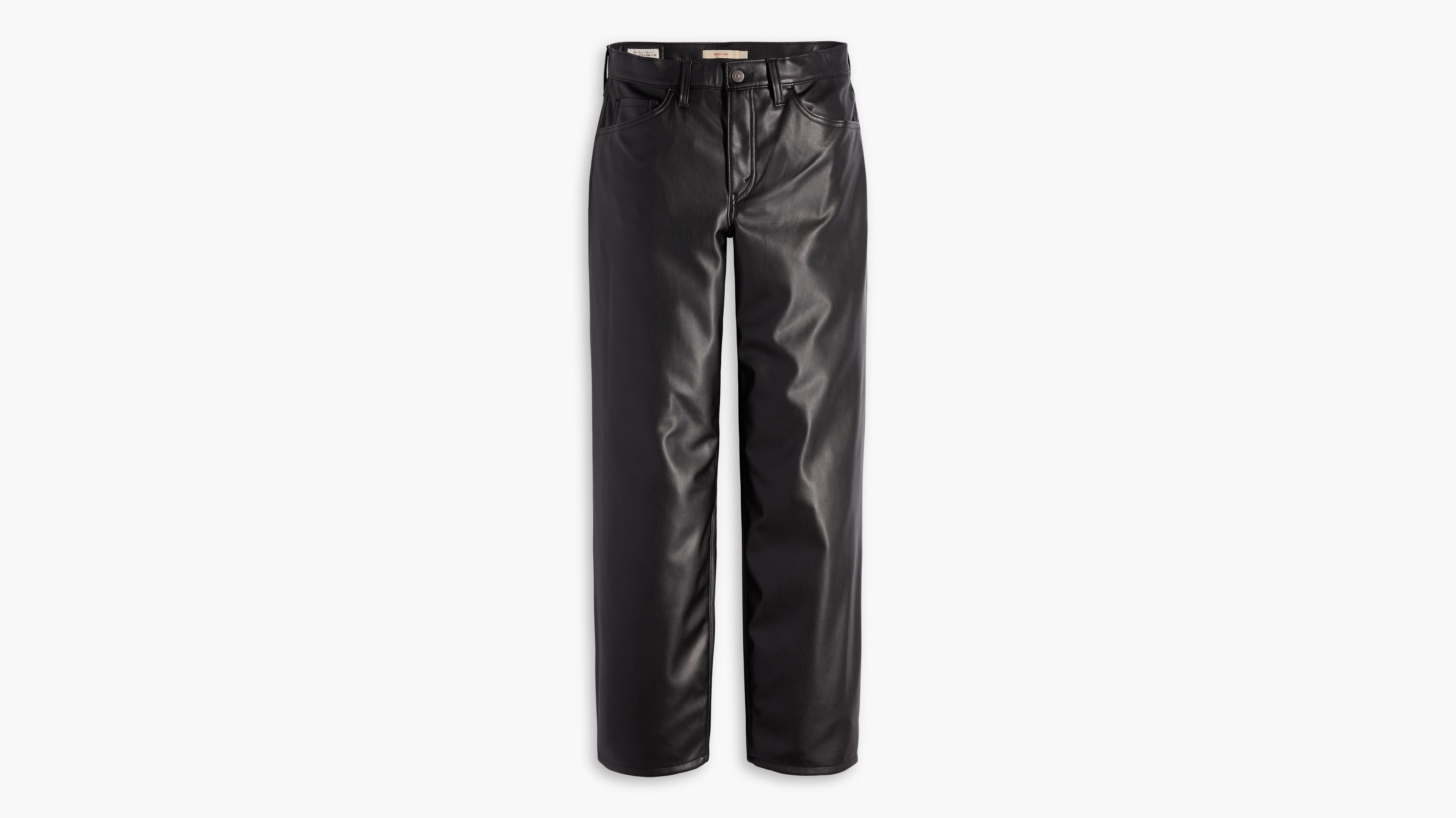 Jean Dad Baggy simili cuir - Black Garment Dye - Noir