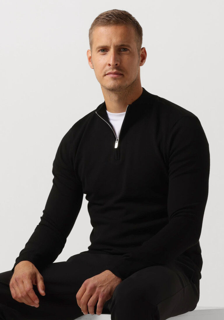 PUREWHITE zwarte purewhite trui essential knit half zip ls