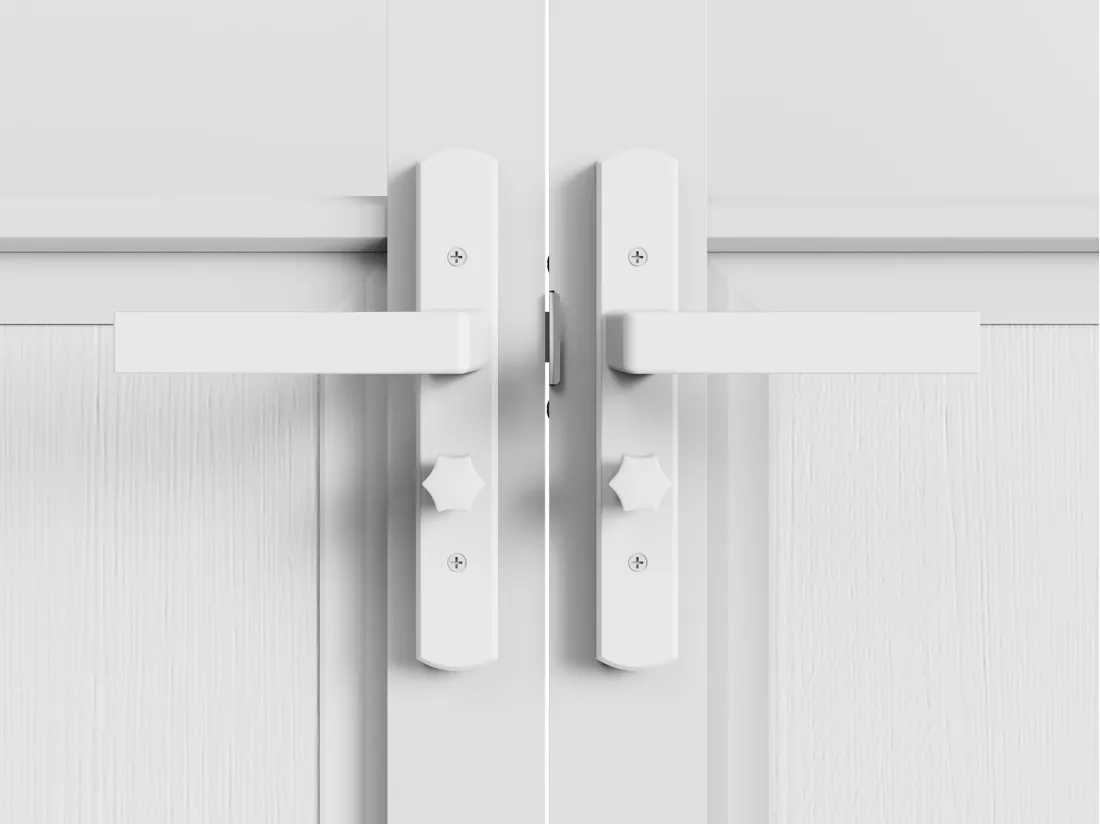 Bloc porte réversible à deux battants en aluminium et verre trempé style atelier - 2 x H204 x L73 cm - Blanc - ERMELO