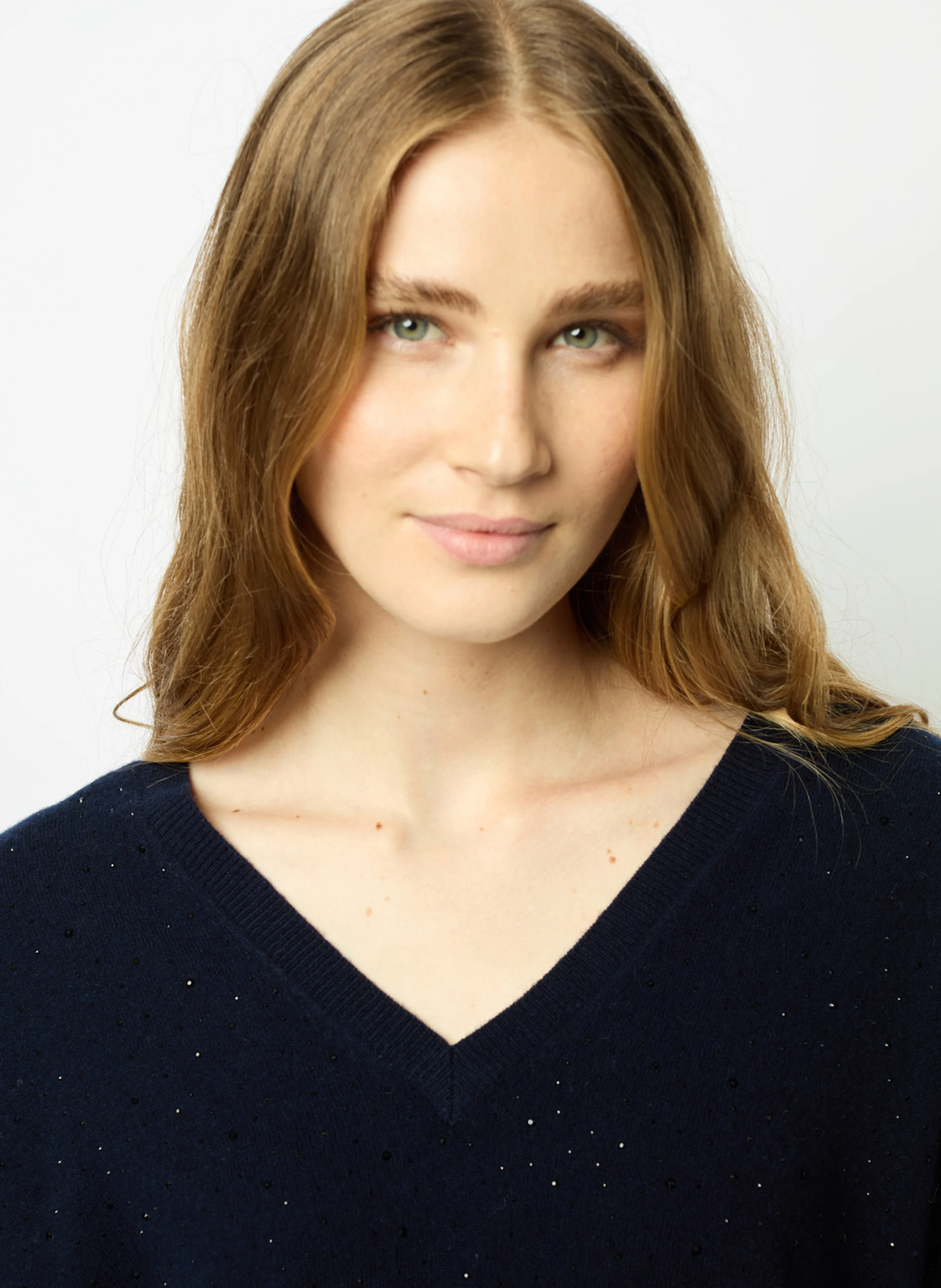JOHANNE - Pull col V en laine | Bleu