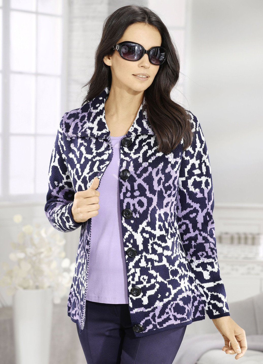 Strickjacke in Jacquard-Dessin