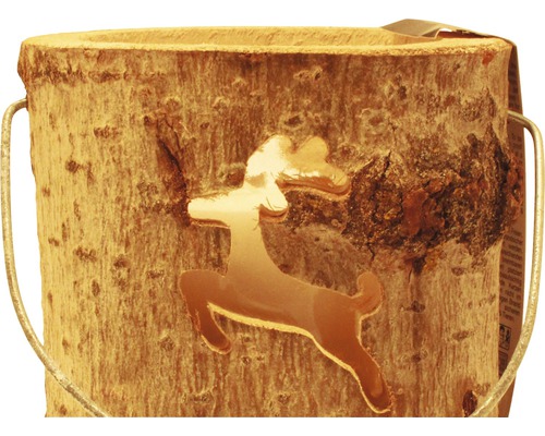 Houten rendierlantaarn, Ø 18 cm, H 15 cm, bruin
