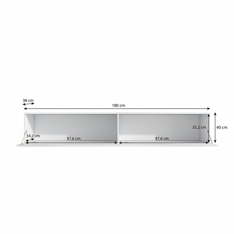 Dario - TV-Meubel met verlichting - Mat zwart - 180 cm