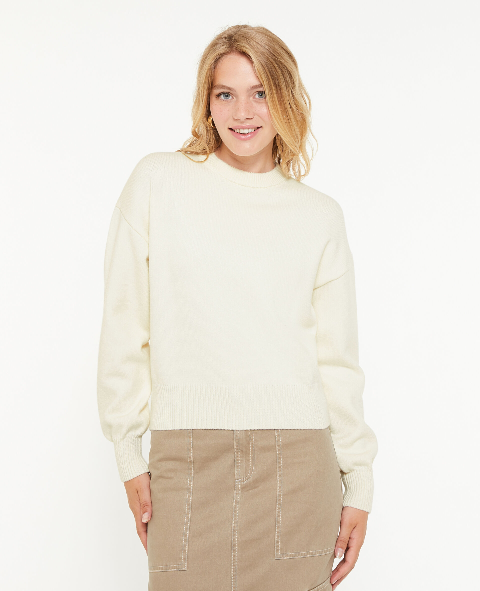 Pull col rond - Écru