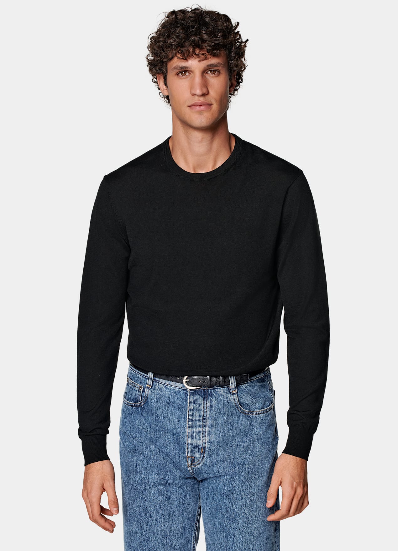 Pull col rond Merino noir