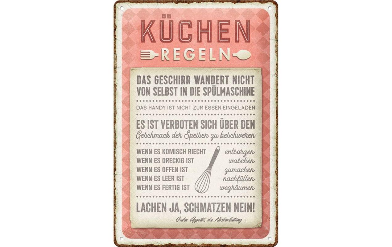 Schild Küchen-Regeln 20 x 30 cm, MetallBlechschild im Retro Design