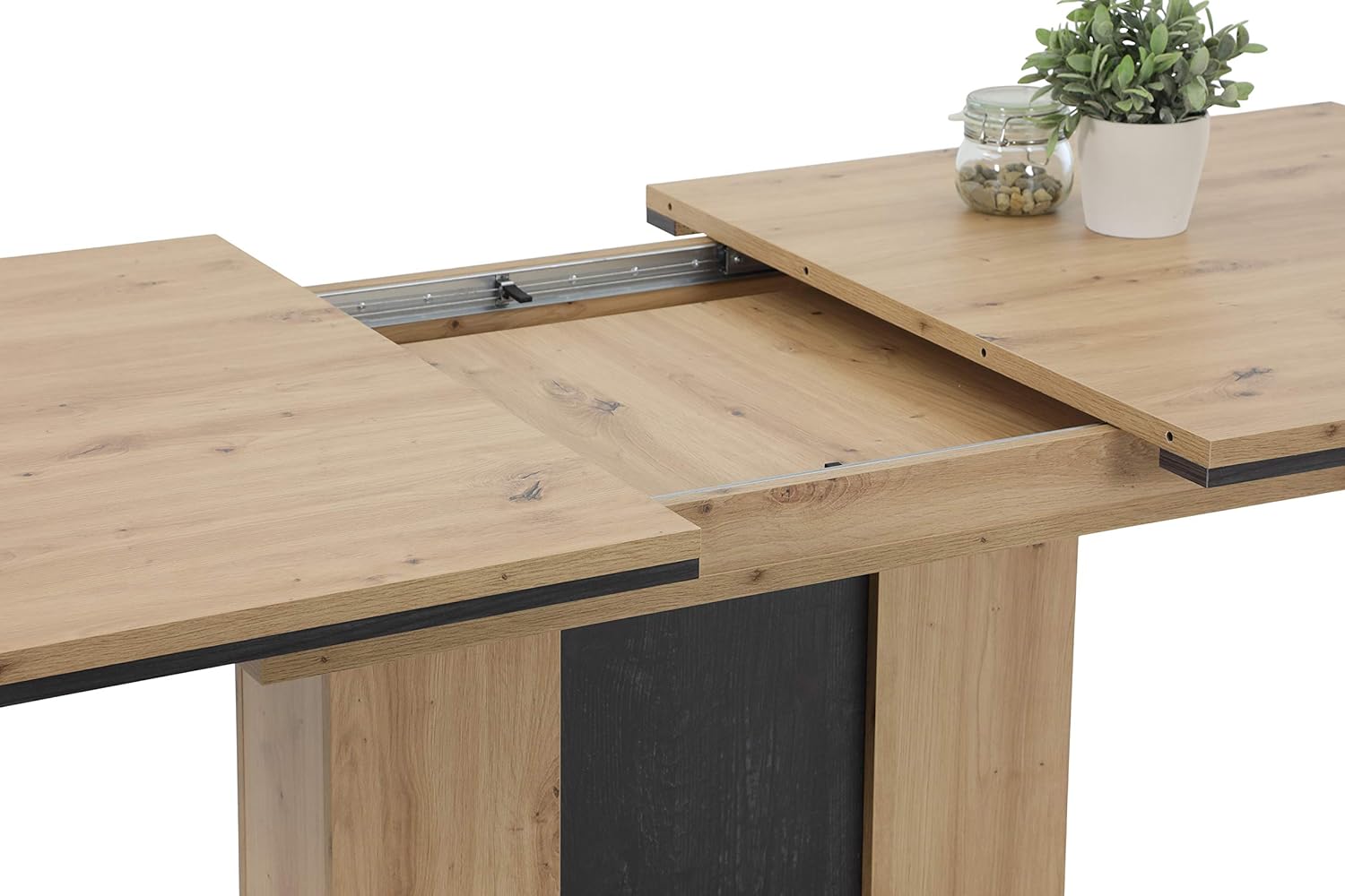Hela Tische, Esstisch Säulentisch Atlanta, Holzwerkstoff melaminbeschichtet, Dekor Artisan Eiche, ausziehbar 160-210x90x75cm