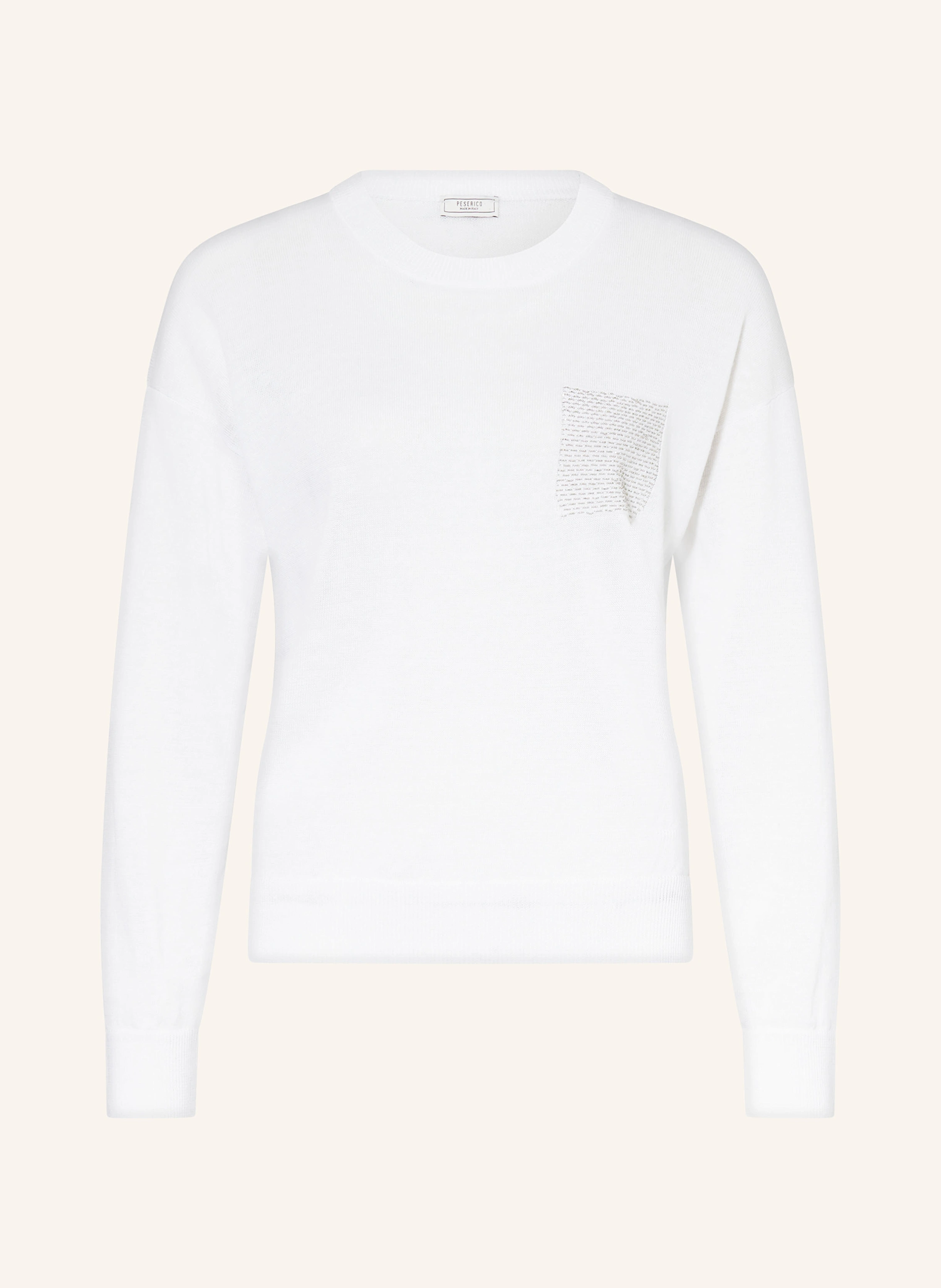 PESERICO Pullover mit Leinen und Schmuckperlen