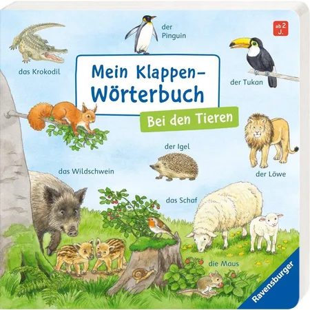 Ravensburger Pappbilderbuch - Klappen-Wörterbuch: Bei den Tieren