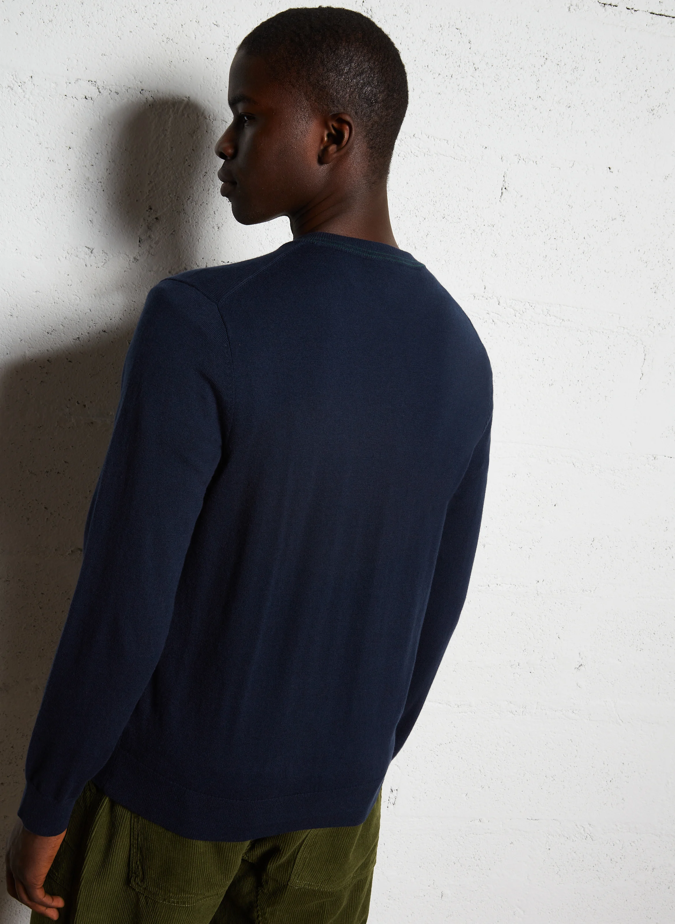 Pull col rond en coton mélangé | Bleu