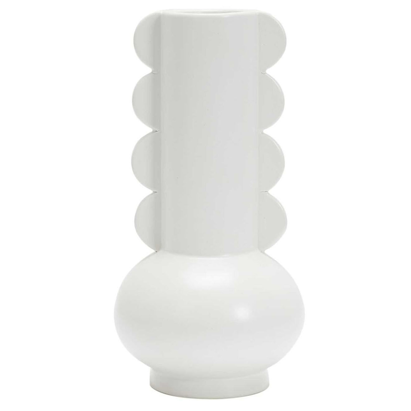 Home Deco Factory Vase en céramique Lola blanc - 8x15x8 cm