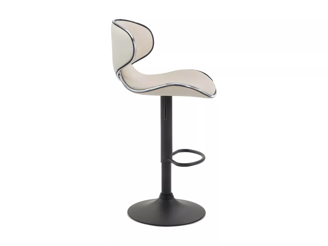 Lot de 2 Tabouret de bar - Similicuir & Noir - Crème - Las Vegas v2
