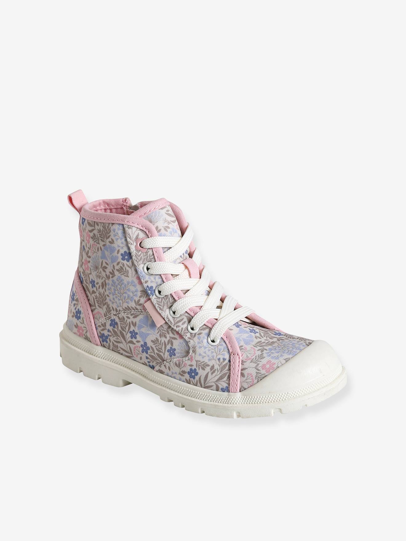 Tênis infantil de cano alto com cadarço e zíper, cor off-white