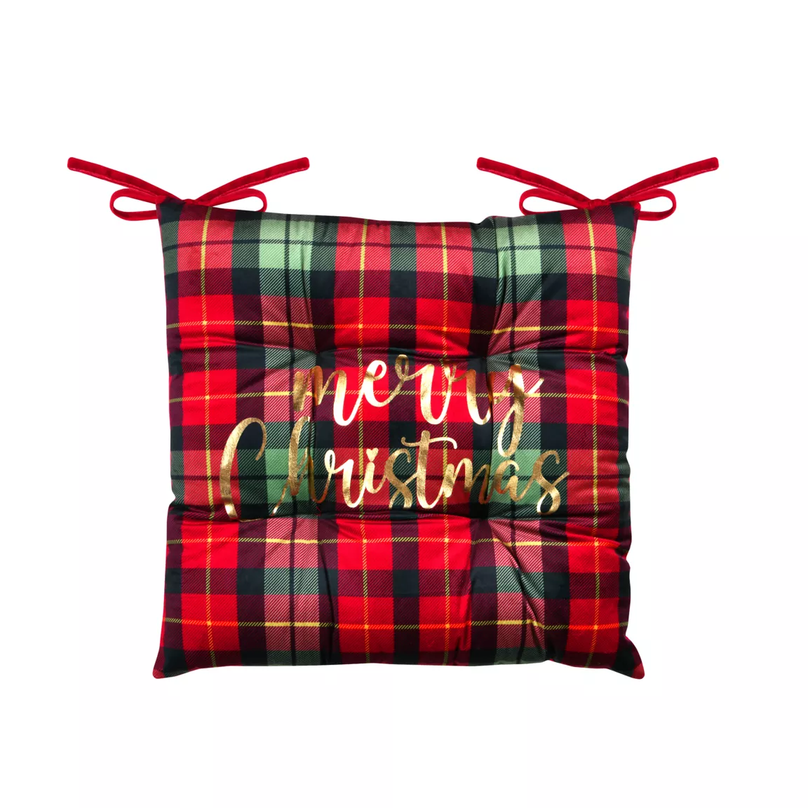 Coussin de chaise Noël carré velours (38 x 38 cm) Harold Bordeaux