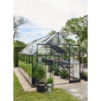 Tuinkas Royal Well Qube 816 zwart gecoat met 3mm veiliheidsglas