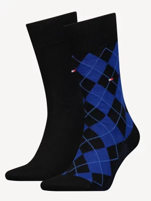 Pacote com 2 pares de meias clássicas com estampa de losangos.