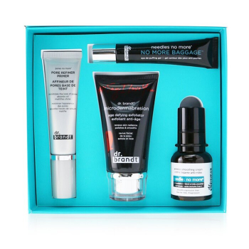 DR. Brandt Kit 25 anos do Dr. Brandt: Microdermoabrasão 60g  Creme suavizante de rugas 15g  Primer refinador de poros 30ml  No More Baggage 15g  4pcs
