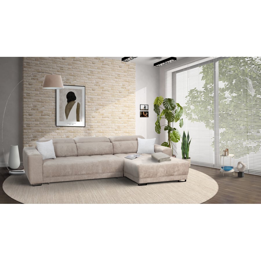 Ecksofa Grazia, Microfaser silver-beige, Recamière links