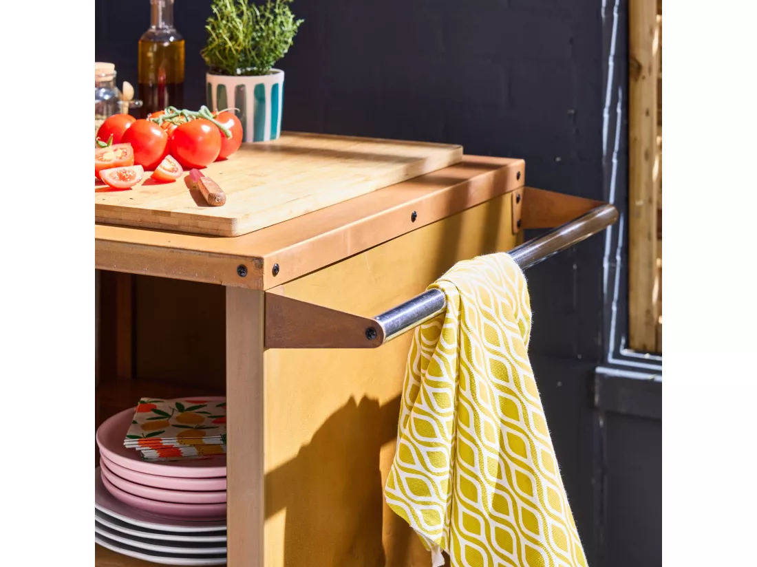 Braséro de cuisson Ø80cm - Stromboli - coloris corten avec grille de cuisson et espace de rangement. L 138 x P 82 x H 114 cm