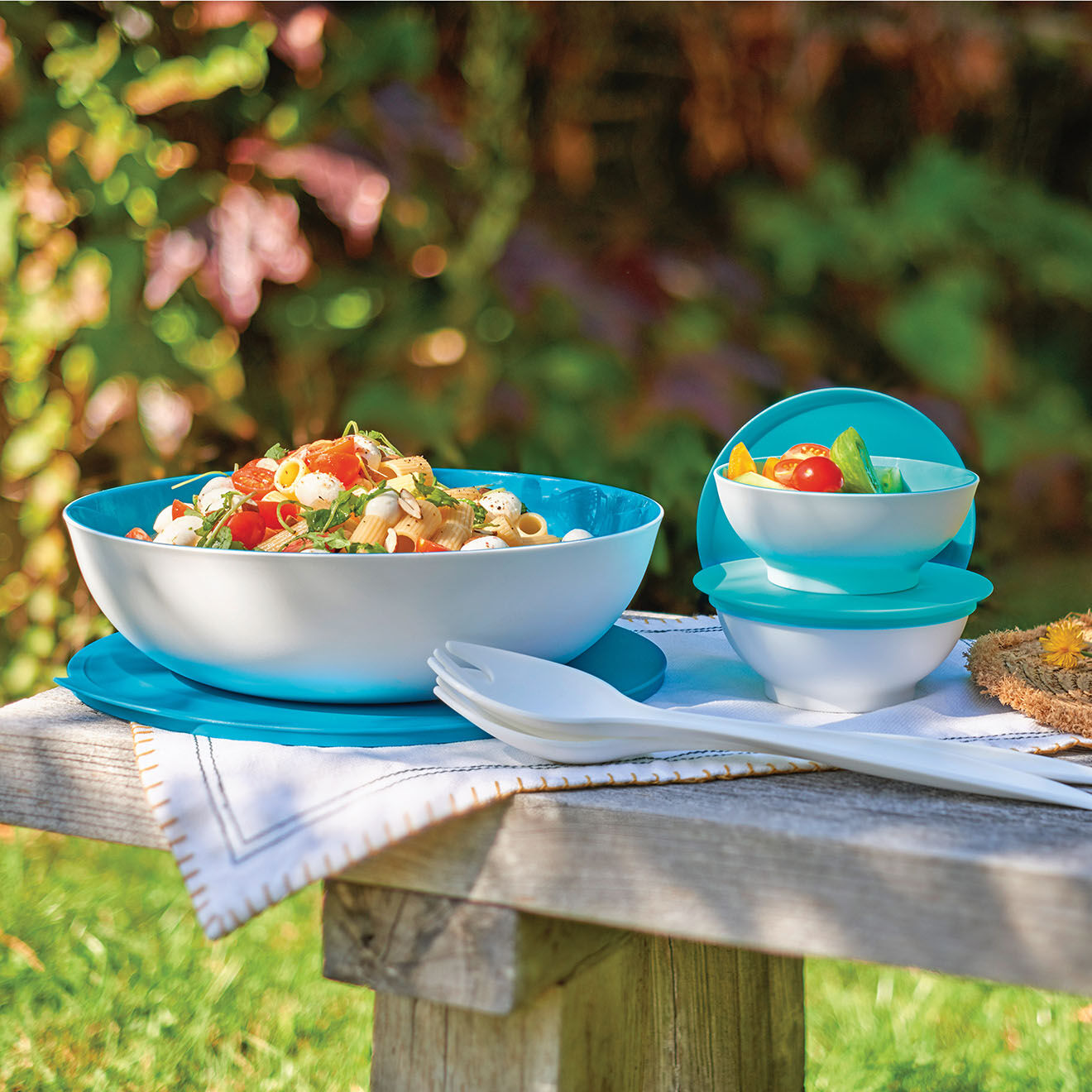 Tupperware Bol avec couvercle Allegra blanc/bleu - 3.5L