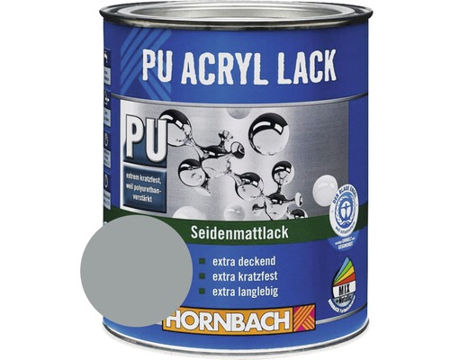 HORNBACH Kleurverf PU Acryllak satijnglans RAL 7001 zilvergrijs 750 ml