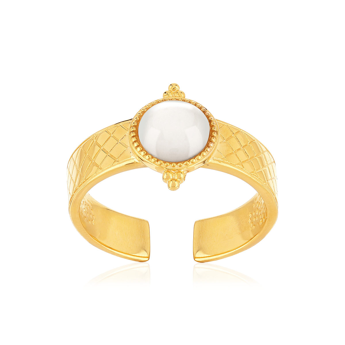 Bague ajustable dorée nacre