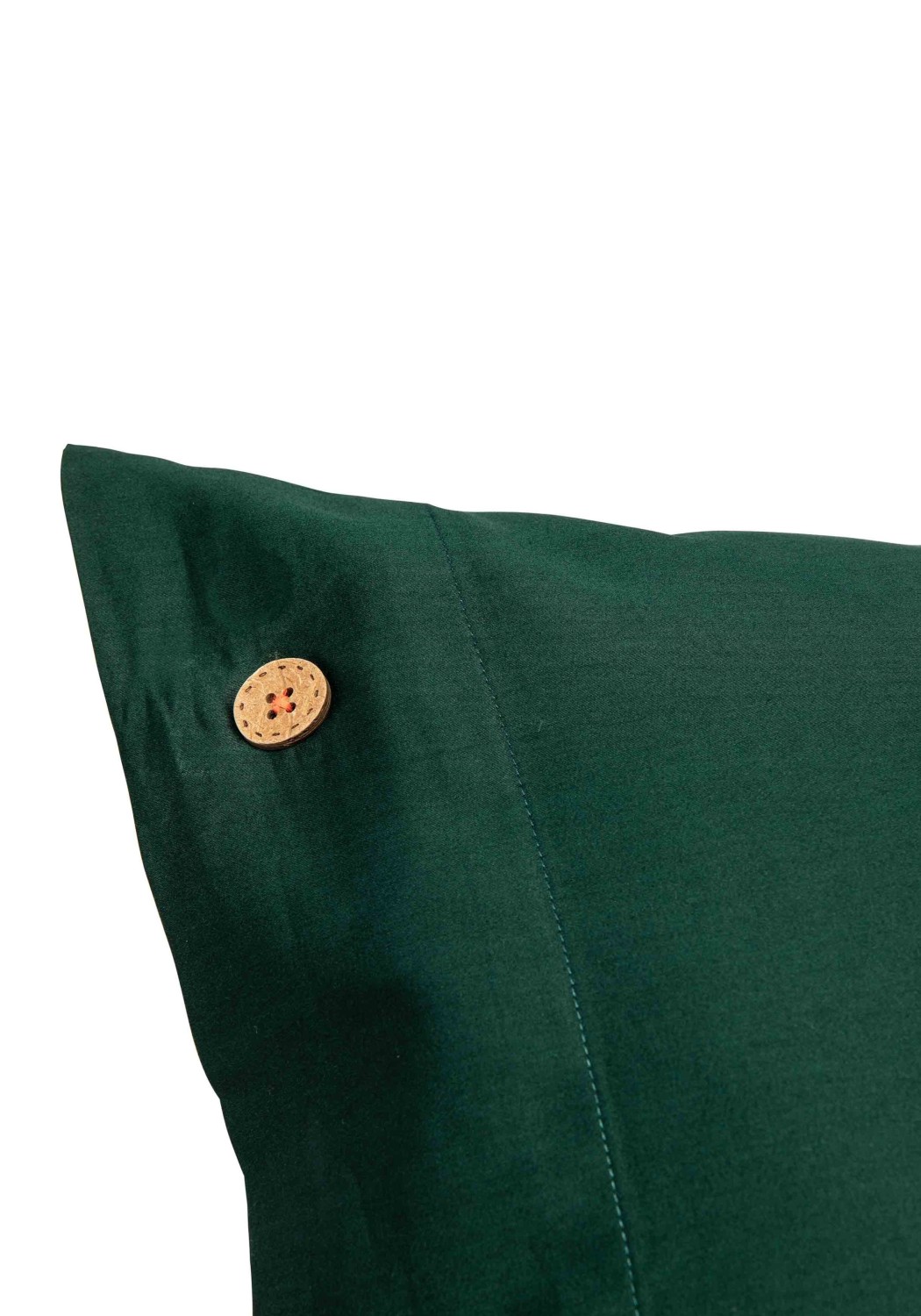 Storyfabrics Kissenbezug mit Kokosknöpfen Satin Dunkelgrün