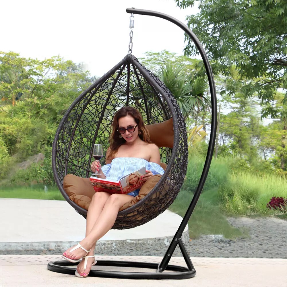 PureHaven Hängesessel 115x120x202 cm Rattan-Kunststoffgeflecht