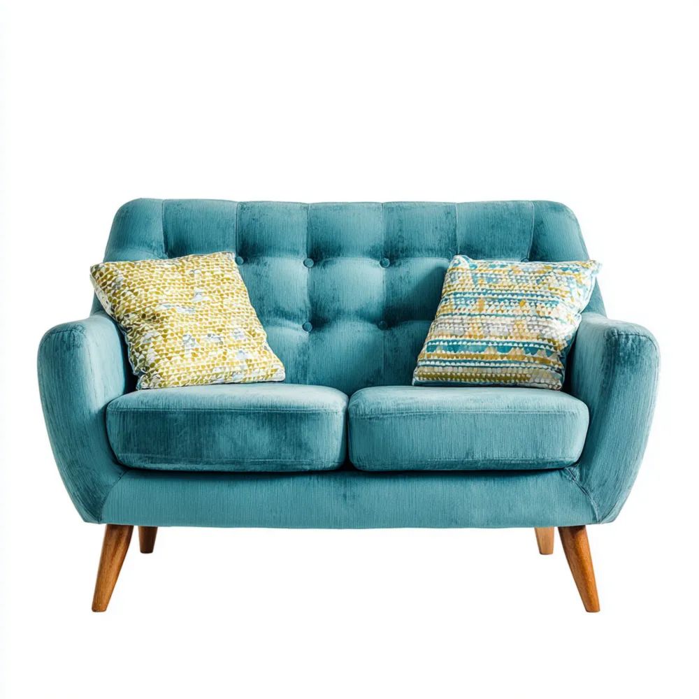 2-Sitzer-Sofa Samt 150x85x80 cm – Türkis – Mid-Century-Design