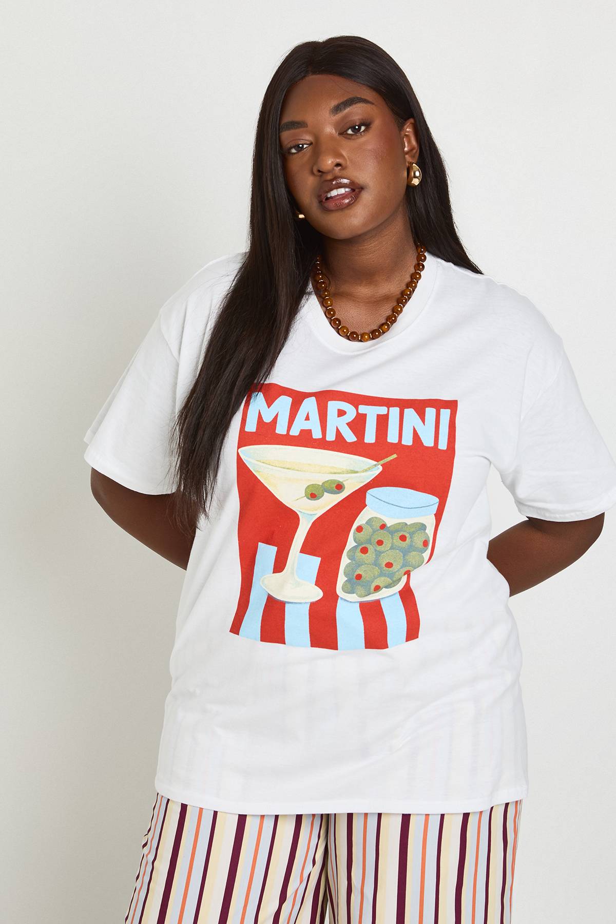 boohoo T-shirt Imprimé Martini Grande Taille