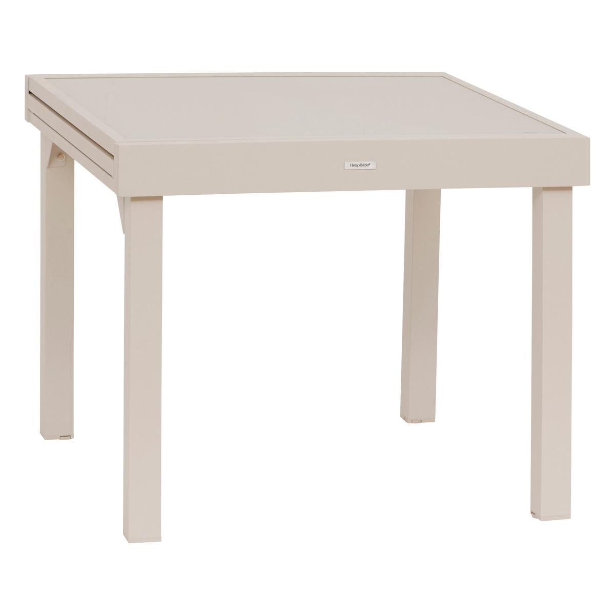 TABLE PIAZZA EXTENSIBLE VERRE CREME ARGILE 8 PLACES